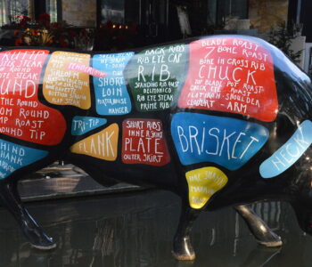 Cow statue with meat cuts names